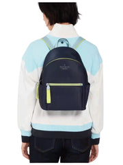on-model-Kate-Spade-Chelsea-Medium-Nylon-Backpack-Colorblock-Blazer-Blue