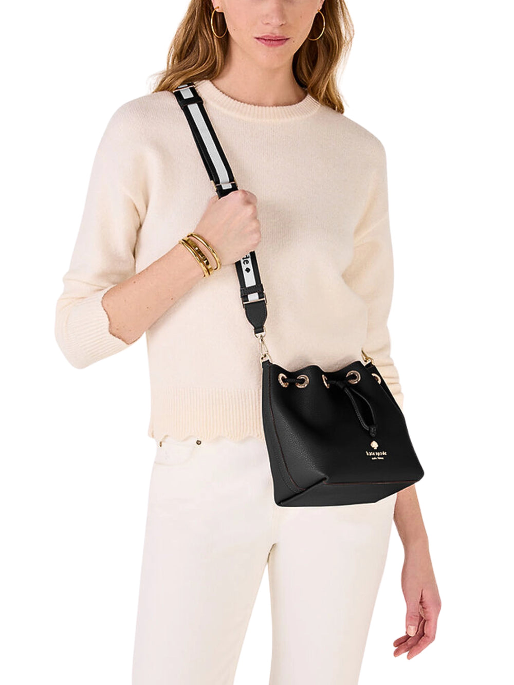 on-model-Kate-Spade-Emma-Small-Bucket-Bag-Black