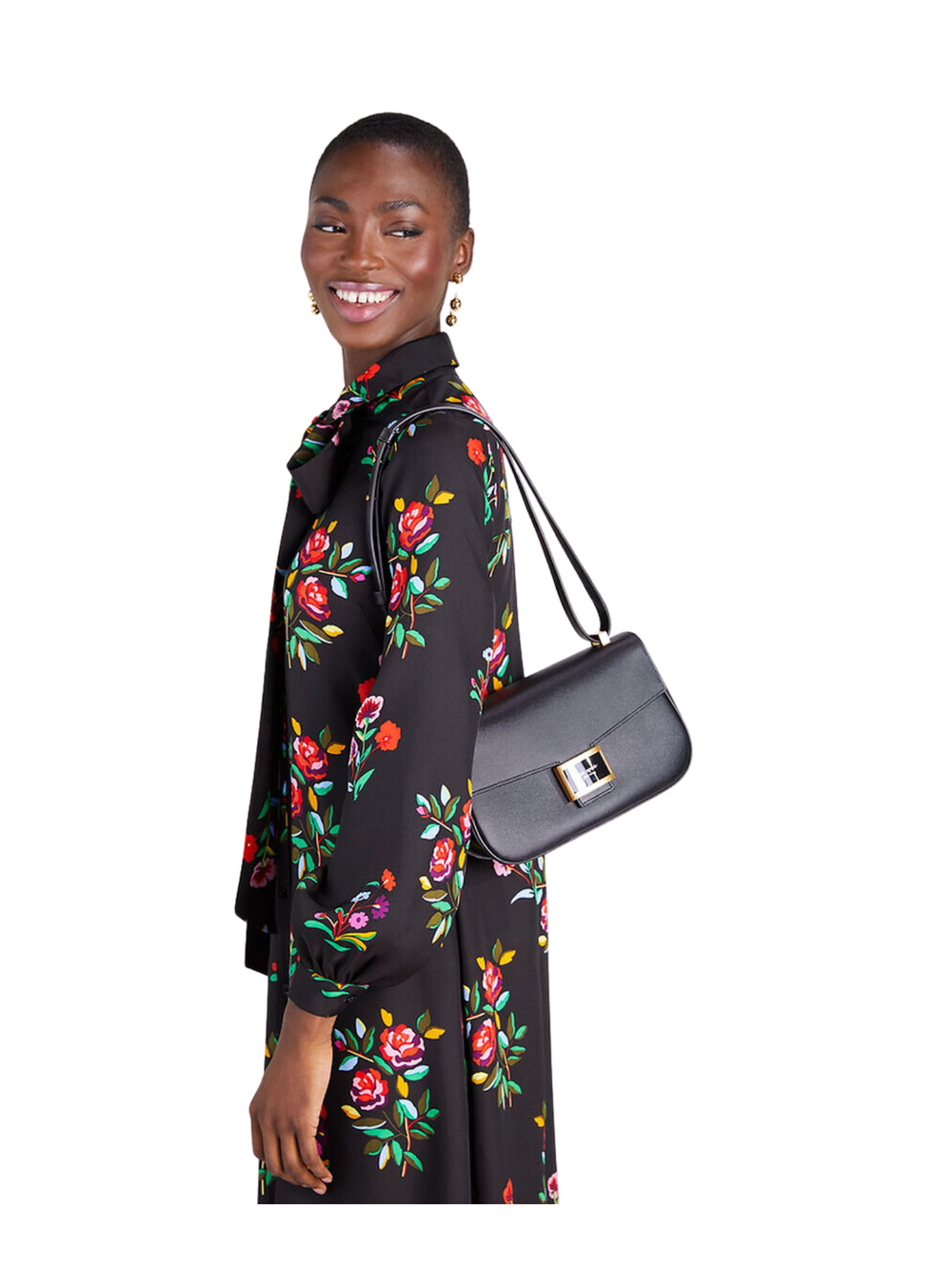on-model-Kate-Spade-Katy-Medium-Convertible-Shoulder-Bag-Black