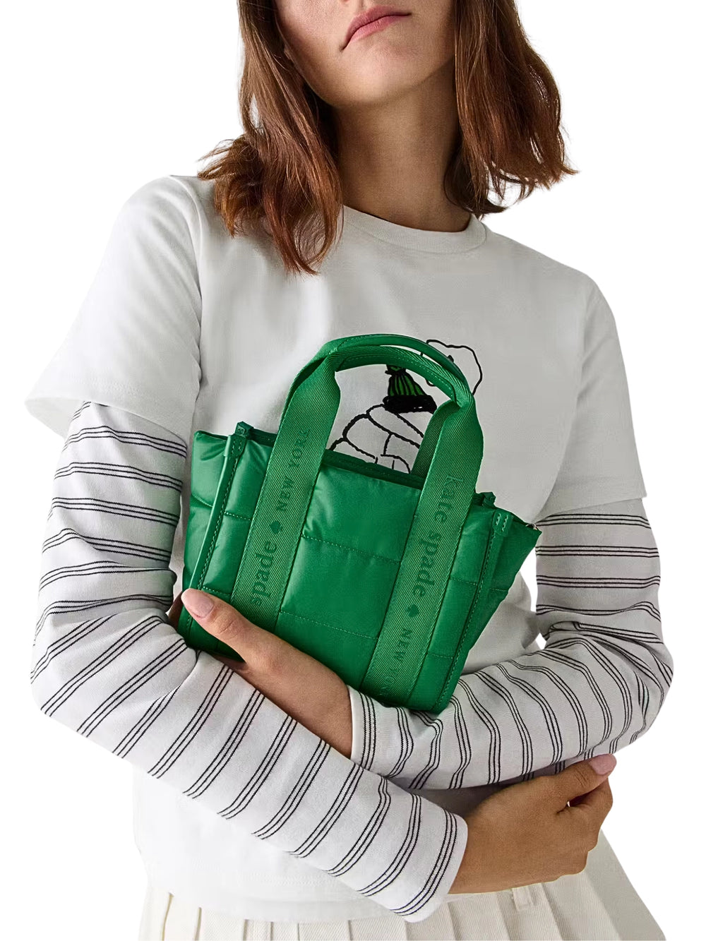 on-model-Kate-Spade-Kip-Puffy-Mini-Tote-Bag-Green-Bean