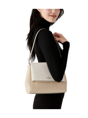 on-model-Kate-Spade-Leila-Medium-Flap-Shoulder-Bag-Colorblock-Light-Sand