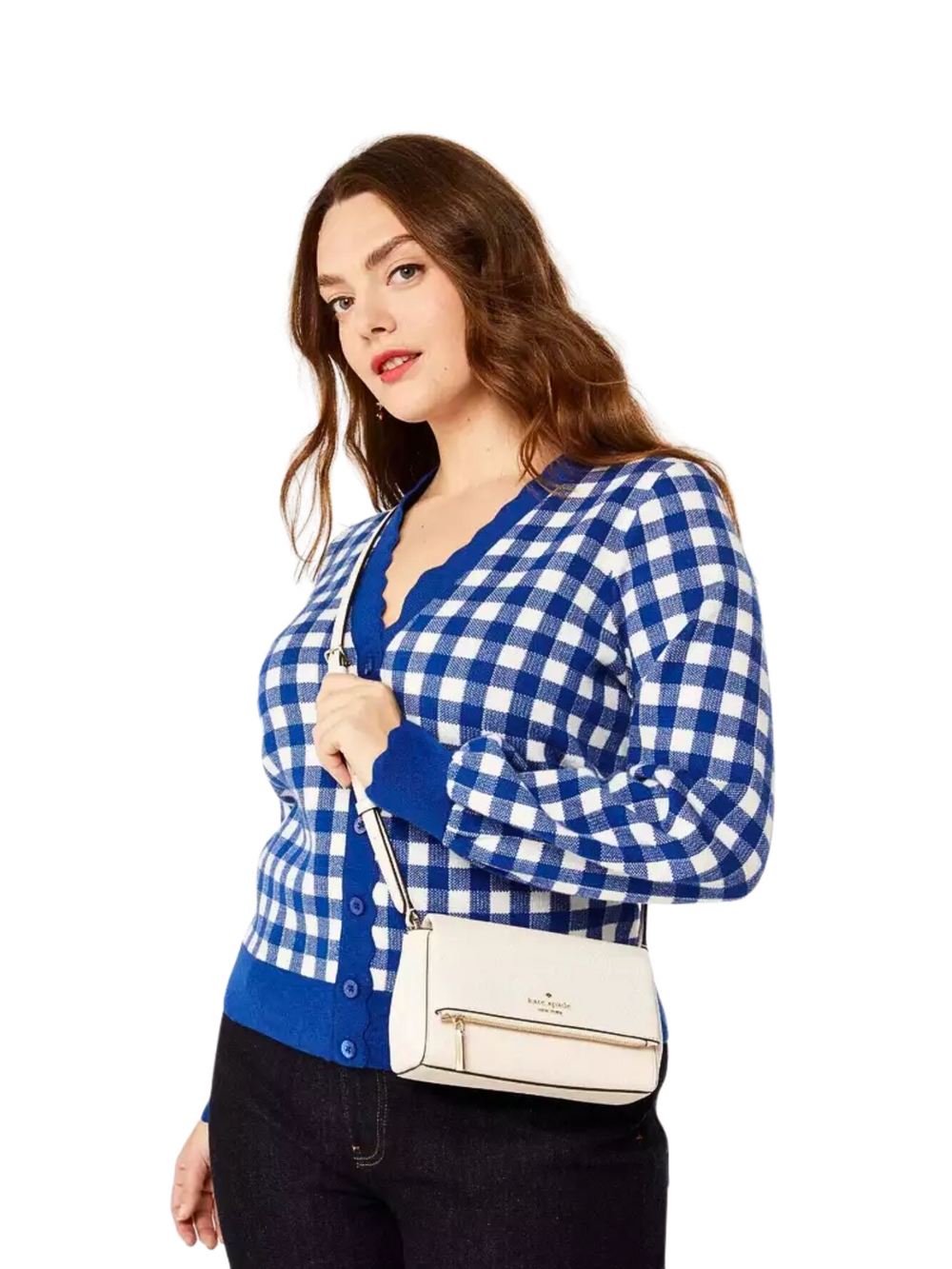 on-model-Kate-Spade-Leila-Mini-Zip-Flap-Crossbody-Bag-Parchment