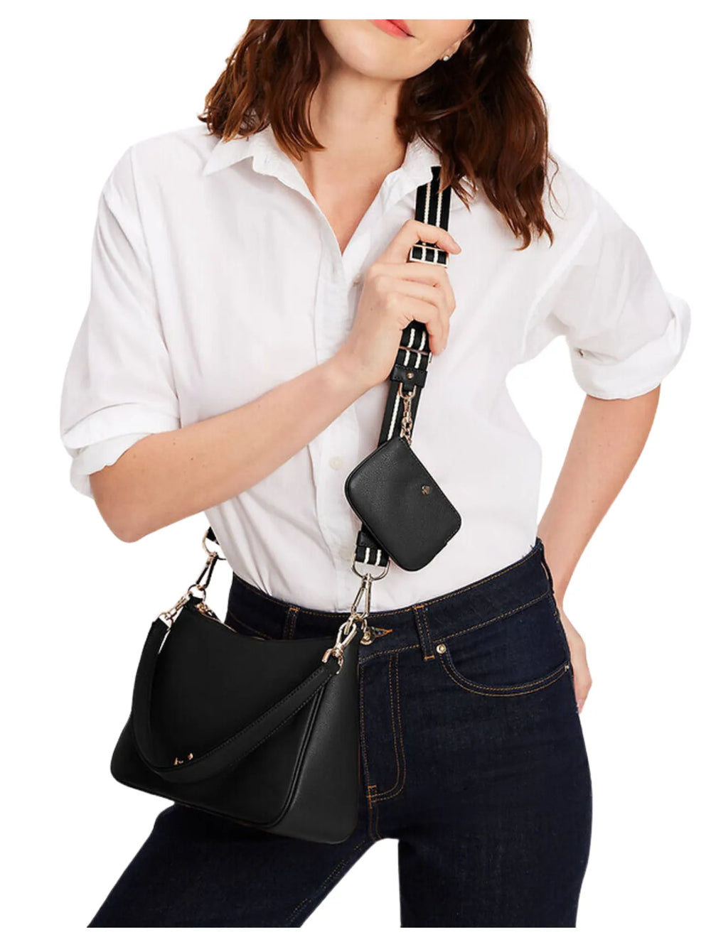 on-model-Kate-Spade-Rosie-Leather-Shoulder-Bag-Black