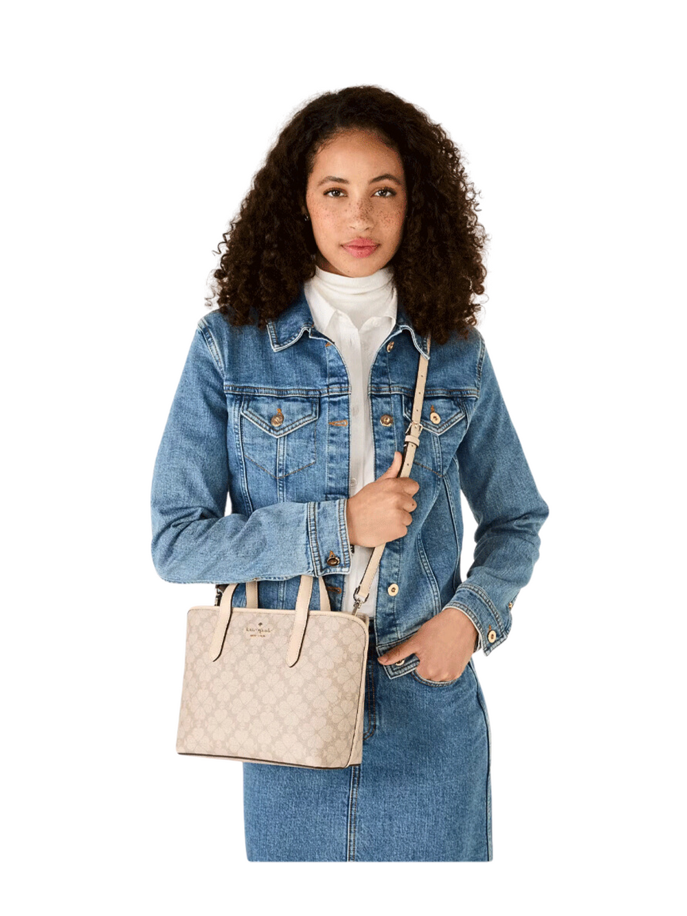 on-model-Kate-Spade-Signature-Spade-Flower-Small-Tote-Dark-Beige