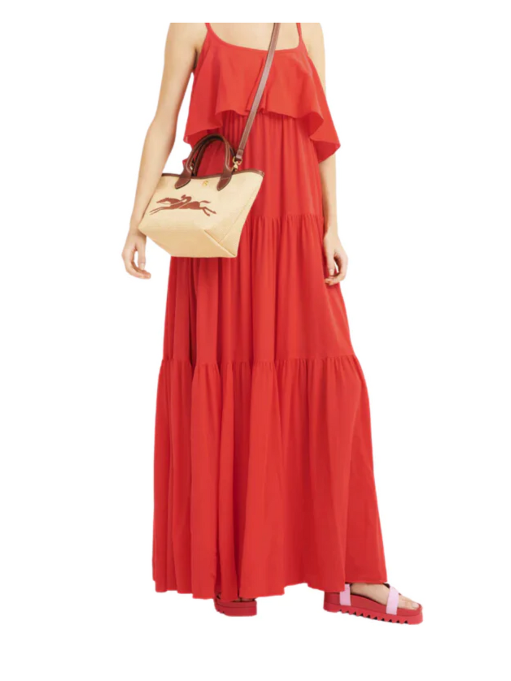 on-model-Longchamp-Le-Panier-Pliage-Small-Basket-Bag-Brown