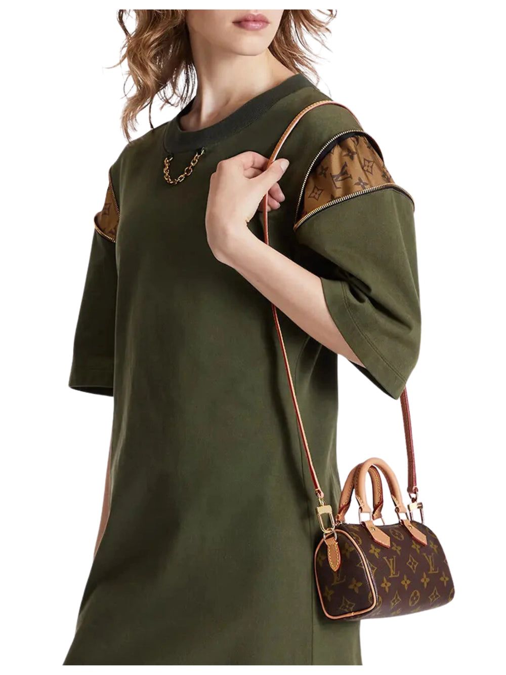 on-model-Louis-Vuiton-Nano-Speedy-Monogram-Canvas-City-Bag-Brown