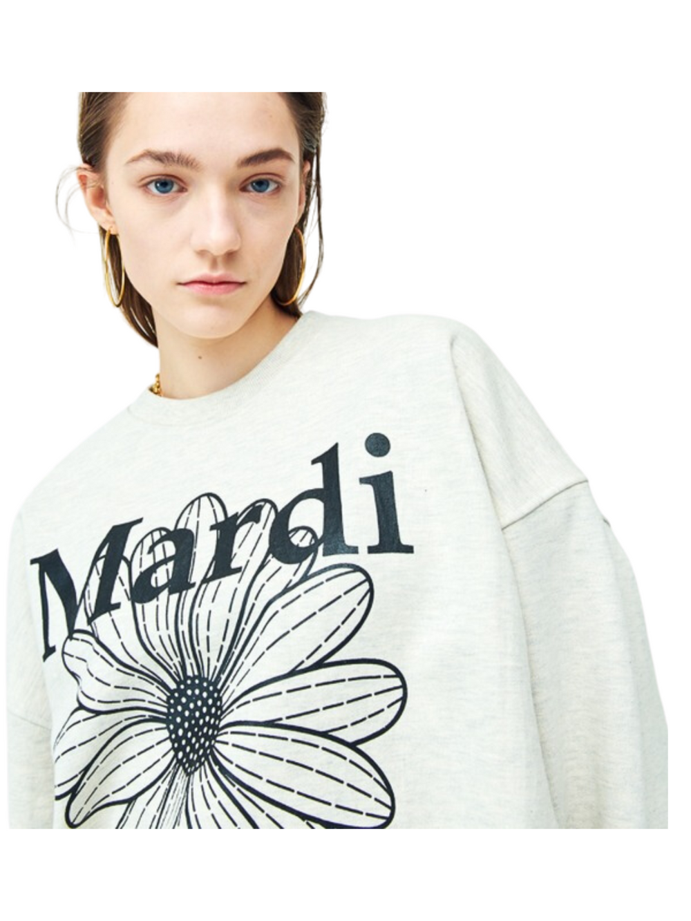 on-model-Mardi-Mercredi-Sweatshirt-Flowermardi-Blossom-Oatmeal-Black