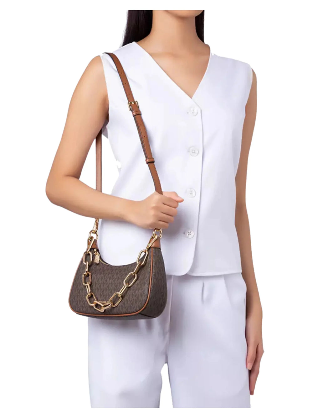 on-model-Michael-Kors-Cora-Signature-Medium-Zip-Pouchette-Bag-Brown