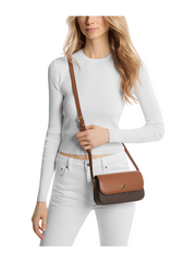 on-model-Michael-Kors-Jet-Set-Travel-Small-Flap-Logo-Crossbody-Bag-Brown