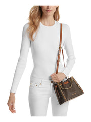 on-model-Michael-Kors-Mina-Small-Signature-Logo-Chain-Crossbody-Bag-BrownWEBP