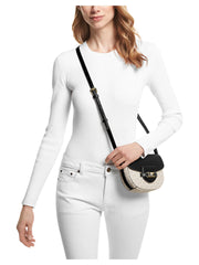 on-model-Michael-Kors-Reed-Small-Logo-In-Leather-Crosbody-Bag-Black