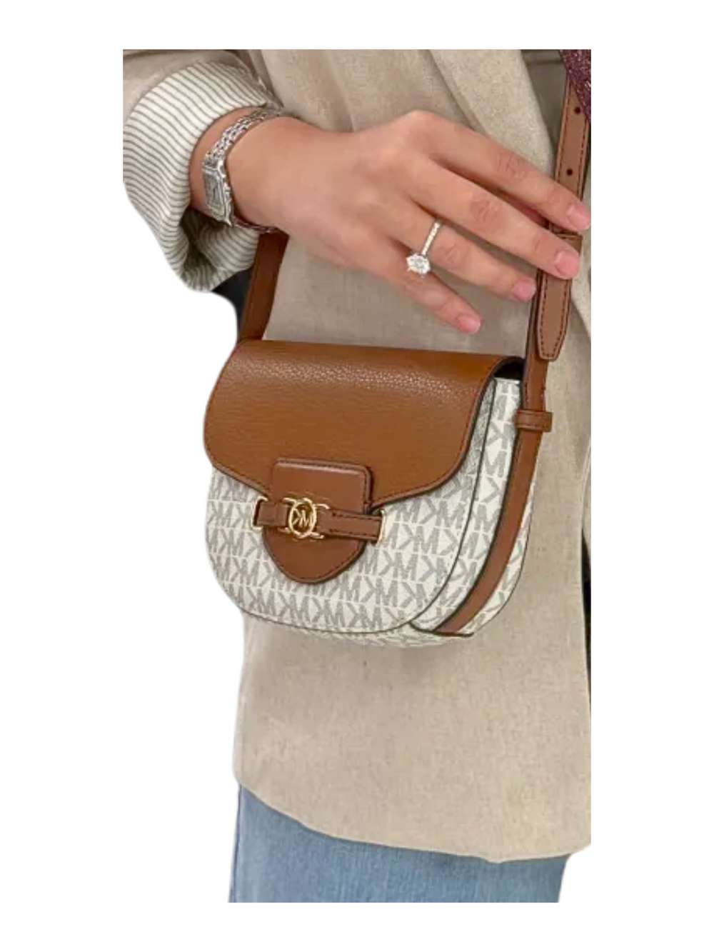 on-model-Michael-Kors-Reed-Small-Saddle-Crossbody-Bag-Vanilla