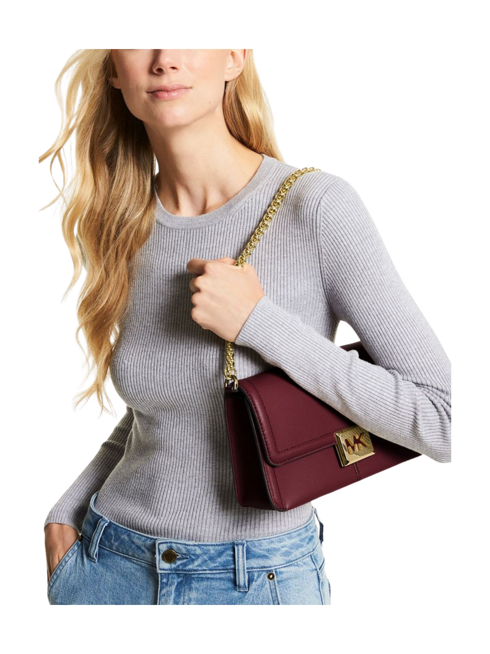 on-model-Michael-Kors-Sonia-Medium-Leather-Shoulder-Bag-Merlot