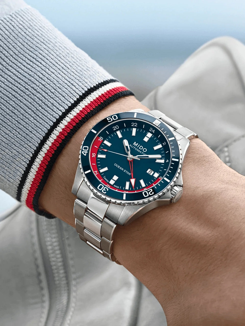 on-model-Mido-Ocean-Star-GMT-Blue-Red-Special-Edition-Men-s-Watch