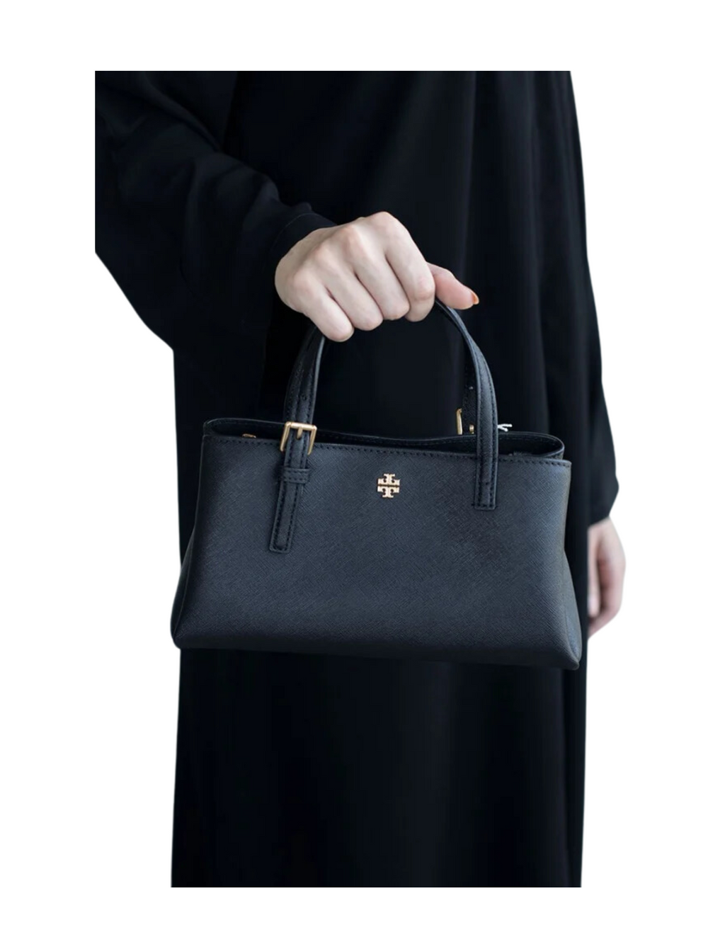 on-model-Tory-Burch-Emerson-Mini-Tote-Bag-In-Black