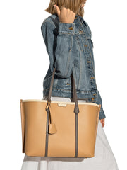 on-model-Tory-Burch-Perry-Colorblock-Triple-Compartment-Tote-Bag-Ginger-Shortbread-Multi