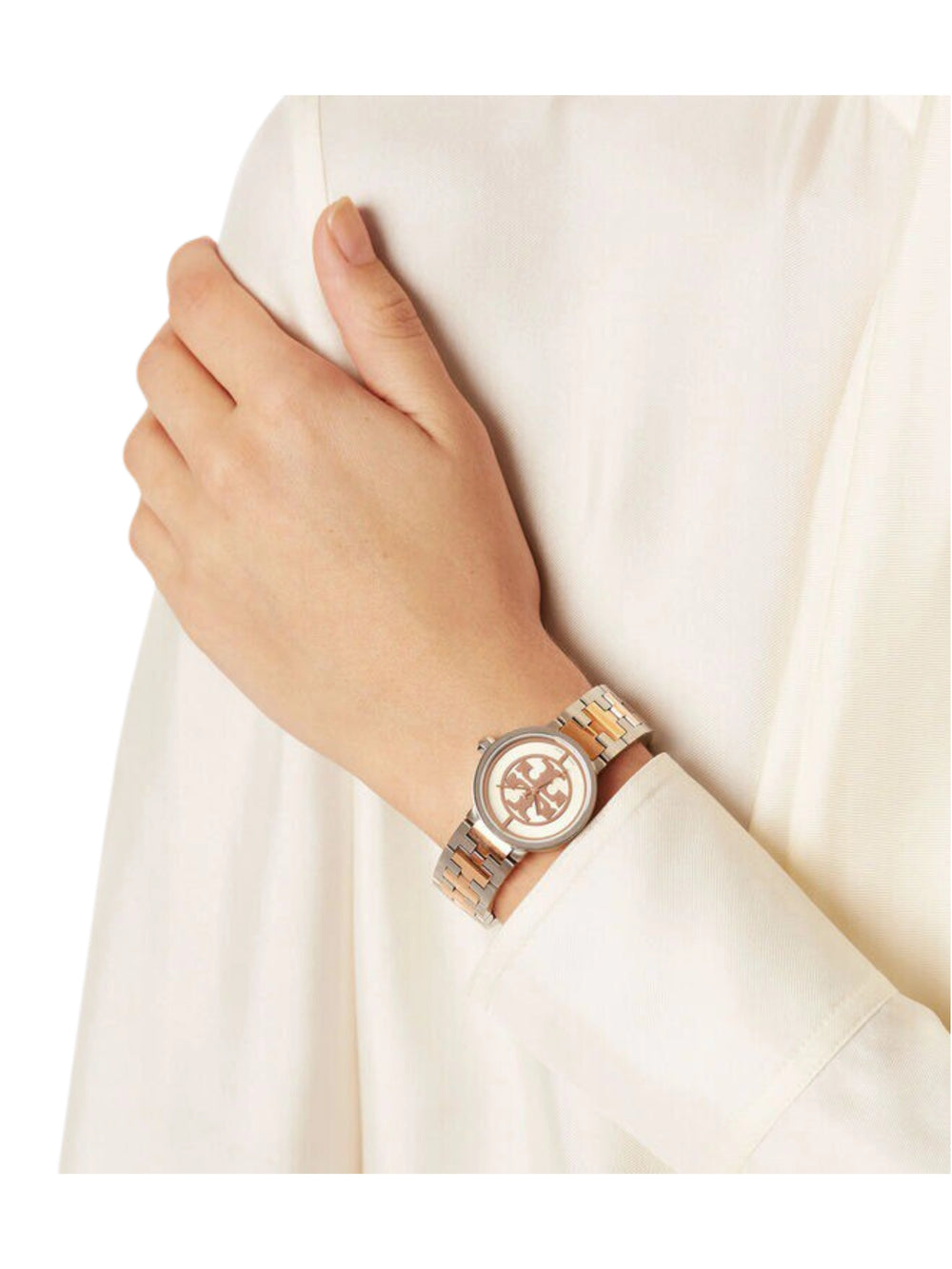 on-model-Tory-Burch-Reva-28mm-Case-Two-_Tone-Bracelet-Watch6