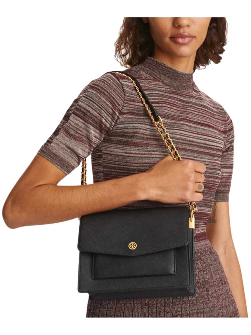 on-model-Tory-Burch-Robinson-Black-Saffiano-Leather-With-Gold-Hardware-Black