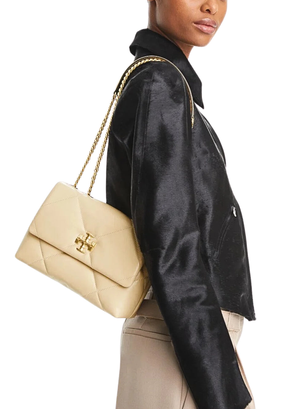 on-model-Tory-Burch-Small-Kira-Diamond-Quilt-Shoulder-Bag-Vanilla-Soft-Serve