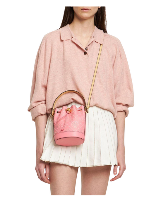 on-model-Tory-Burch-T-Monogram-Contrast-Embossed-Mini-Bucket-Rose-Pink-Multi
