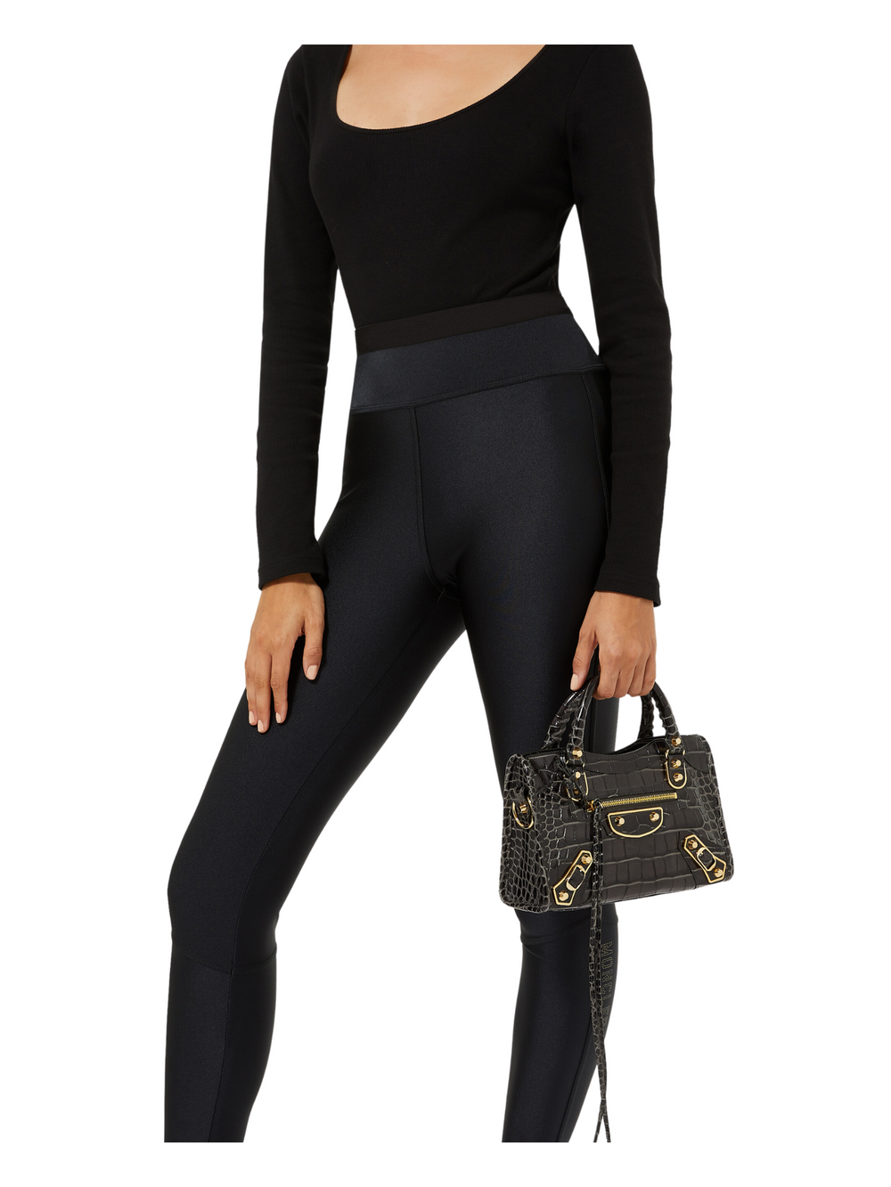 on-model1-Balenciaga-Mettalic-Mini-City-Edge-Croco-Black-Ghw