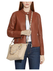 on-model1-Coach-Kacey-Satchel-in-Signature-Canvas-with-Snake-Embossed-Light-KhakiIvory-Multi