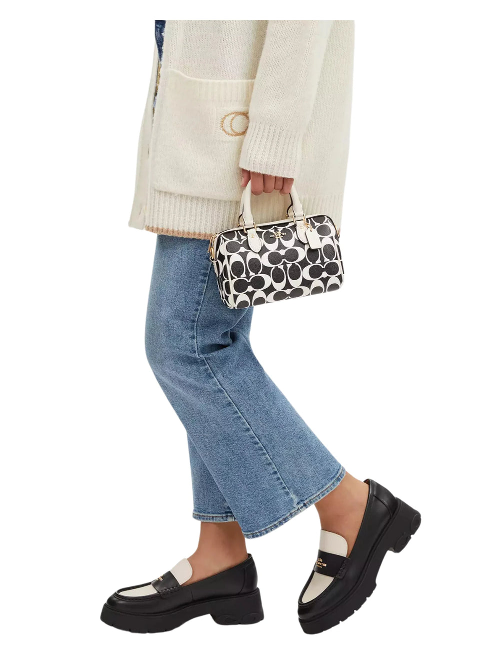 on-model1-Coach-Rowan-Mini-In-Signature-Crossbody-Black-Multi