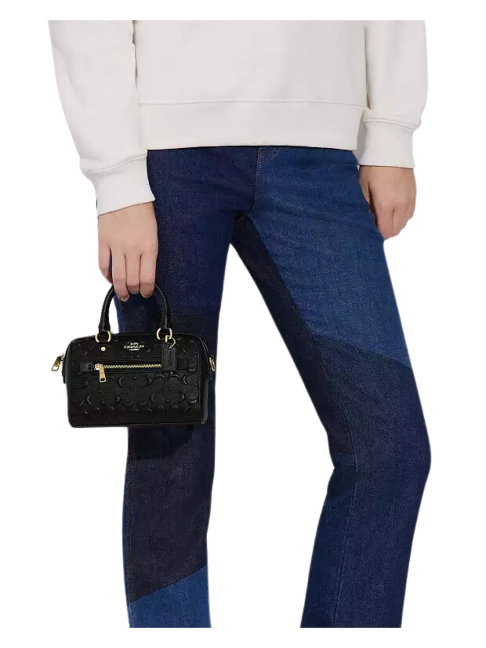 on-model1-Coach-Rowan-Mini-Leather-In-Signature-Crossbody-Bag-Black