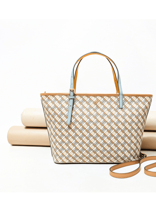 on-produk-Tory-Burch-Geo-Logo-Colorblock-Mini-Zip-Tote-Hazelnut-Logo-Allover