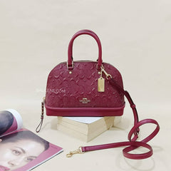 Coach F27597 Mini Sierra Satchel In Signaure Leather Debossed Cherry