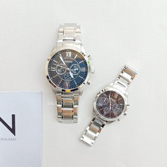 Fossil BQ2146SET His And Her Chronograph Stainless Steel Watch Gift Set