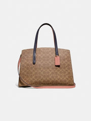 Coach 69481 Charlie Carryall in Colorblock Signature Canvas in Beige/Brown