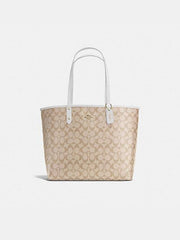 Coach F36658 Reversible City Tote In Signature Light Khaki Chalk
