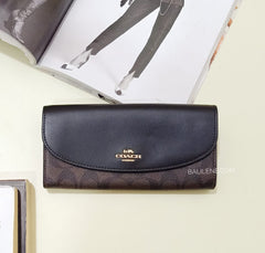 Coach F54022 Slim Envelope Wallet Signature Brown Black