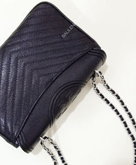 Tory Burch Fleming Distressed Flap Shoulder Black