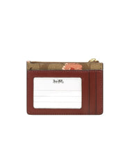 Coach F78047 Signature Daisy Mini ID Case Khaki Coral Multi