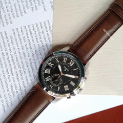 Fossil Ftw1156 Q Grant Hybrid Smartwatch Leather Strap Brown