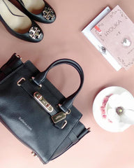 Coach F87295 Swagger 27 Pebble Leather Carryall Black