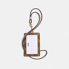 Coach 63274 Lanyard Id Case Signature Canvas Khaki Blossom