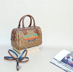 Coach F73119 Mini Bennet Satchel In Signature Canvas With Rainbow Animation