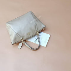 Coach F23538 Small Kelsey Pebble Leather Metallic Platinum