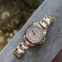 Coach 14501994 Mini Boyfriend Gold Tone Stainless Pave Crystal Glitz Watch