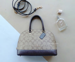 Coach F31977 Mini Sierra Satchel In Signature Canvas Khaki Oxblood