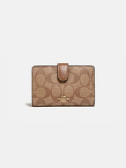 Coach F23553 Corner Signature Pvc Zip Khaki Saddle
