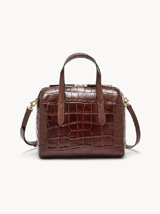 Fossil SHB1986204 Sydney Satchel Croco Brown Leather