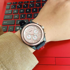 Fossil BQ3213 Chronograph Dial Black Silicone Strap Watch