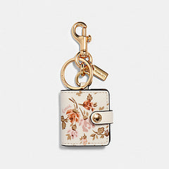 Coach 89985 Frame Bag Charm With Rose Bouqt Print Chalk Multi