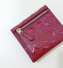 Coach F88907 Small Wallet Signature Debossed Cherry