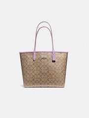 Coach F36658 Reversible City Tote In Signature Canvas Khaki Jasmine