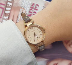 Fossil Es3862 Georgia Rose Dial Grey Leather Ladies Watch